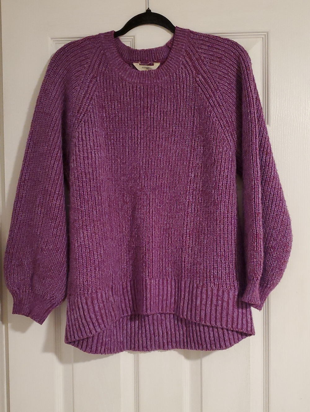 Terra & Sky Purple Ribbed Crewneck Pullover Sweater